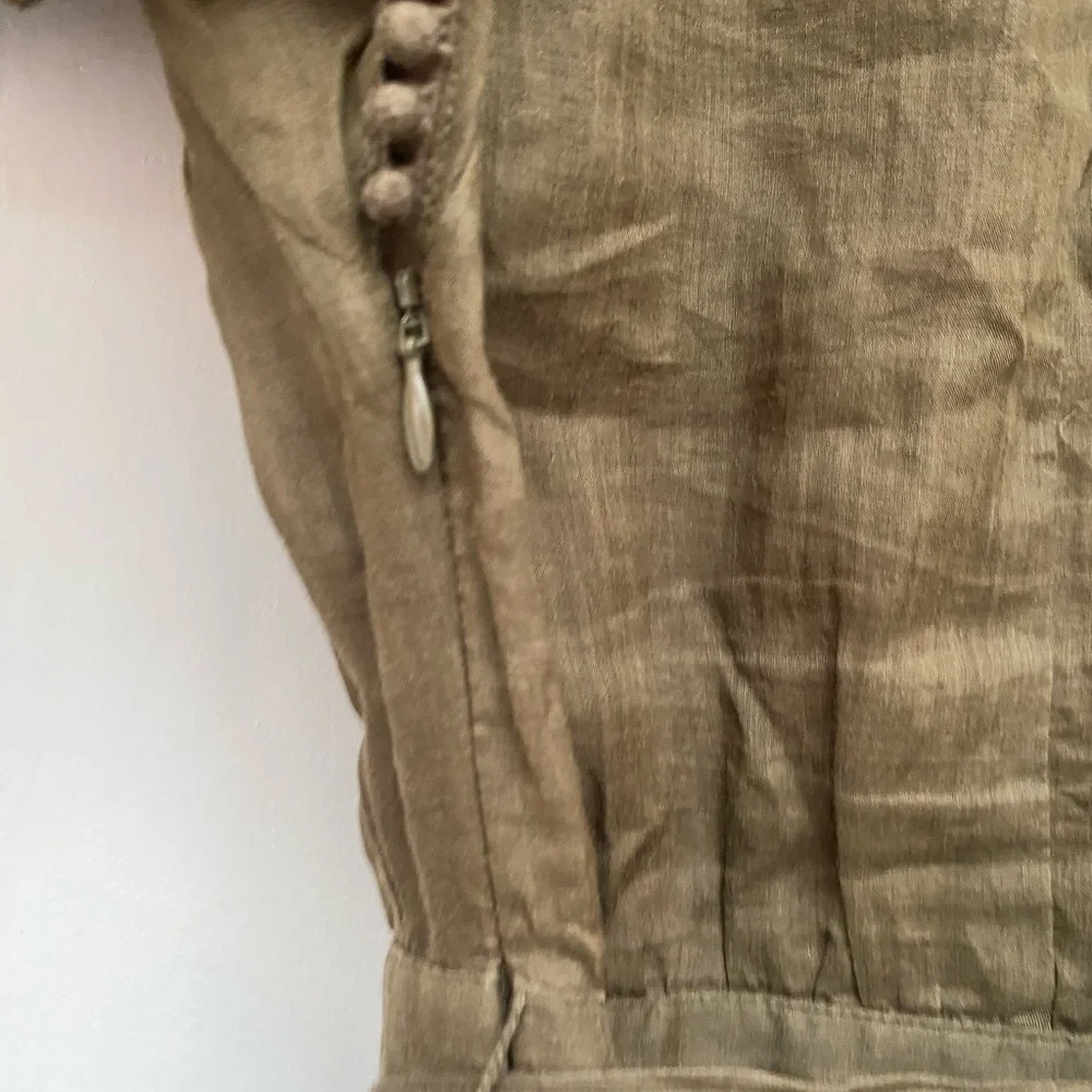Reiss Khaki (olive green) Gemina Dress with Lace Embroidered Trim - Size 6